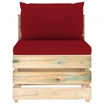 Moduł sofy środkowej z poduszkami, impregnowane drewno