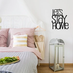 Napis 3D na ścianę 58x48cm DekoSign LETS STAY HOME czarny