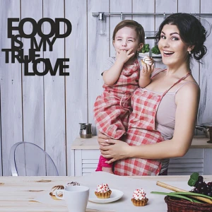  Napis 3D na ścianę dekoracyjny DekoSign FOOD IS MY TRUE LOVE czarny