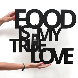  Napis 3D na ścianę dekoracyjny DekoSign FOOD IS MY TRUE LOVE czarny