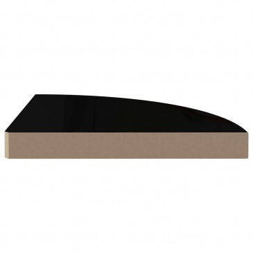 Narożne półki ścienne 4 szt., połysk, czarne, 35x35x3,8 cm, MDF