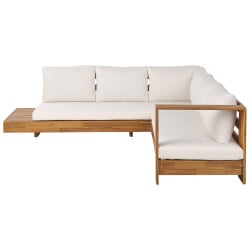 Narożnik ogrodowy ze stolikiem dla 5 osób MARETTIMO Lewostronny Certyfikowane drewno akacjowe Brązow