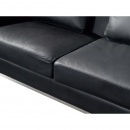 Nowoczesna sofa z pufą ze skóry naturalnej kolor czarny L - kanapa Bonaventura