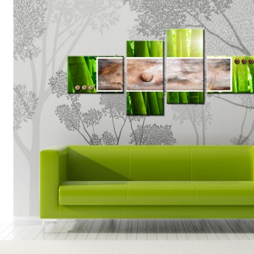 Obraz - Abstrakcja i bambus (100x46 cm)