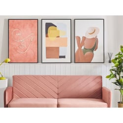 Obraz na płótnie w ramie 63 x 93 cm brązowo-biały FELTRINA Obraz na płótnie w ramie 63 x 93 cm brązowo-biały FELTRINA