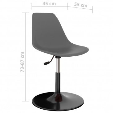 Obrotowe krzesła stołowe, 2 szt., jasnoszare, PP