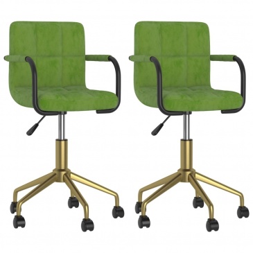 Obrotowe krzesła stołowe, 2 szt., jasnozielone, obite aksamitem