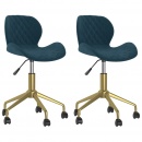 Obrotowe krzesła stołowe, 2 szt., niebieskie, obite aksamitem