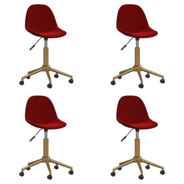 Obrotowe krzesła stołowe, 4 szt., winna czerwień, aksamitne