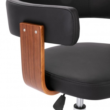 Obrotowe krzesło biurowe, czarne, gięte drewno i sztuczna skóra