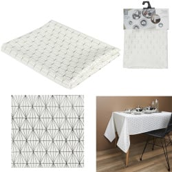 Obrus geometric dore biały/srebrny        140x250cm