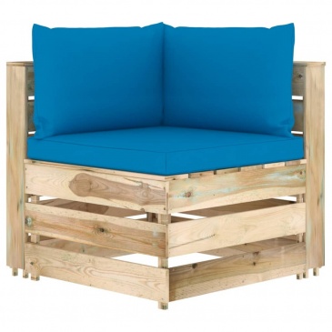 Ogrodowa sofa 3-os z poduszkami, impregnowane na zielono drewno