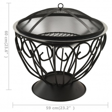 Palenisko i grill 2-w-1, z pogrzebaczem, 59x59x60 cm, stal