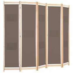 Parawan 5-panelowy, brązowy, 200 x 170 x 4 cm, tkanina Parawan 5-panelowy, brązowy, 200 x 170 x 4 cm, tkanina