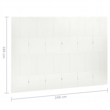 Parawan 6-panelowy, biały, 240 x 180 cm, stalowy