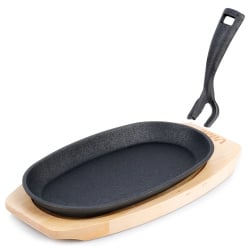 Patelnia do serwowania żeliwna z deską cast line 24x14 cm
