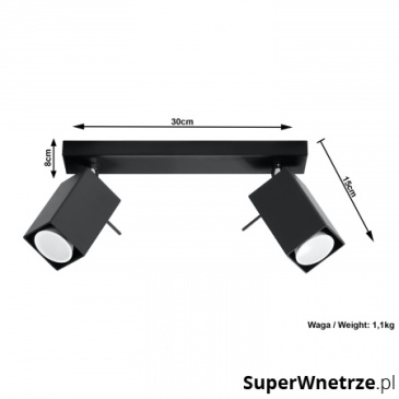 Plafon 8x30x15cm Sollux Lighting Merida2 czarny