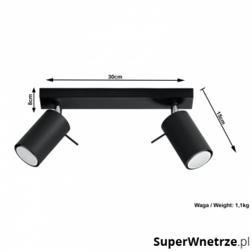 Plafon 15x30x8cm Sollux Lighting Ring2 czarny