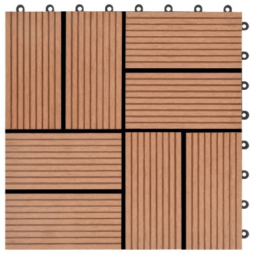 Płytki tarasowe, 22 szt., 30 x 30 cm, 2 m², WPC, brązowe