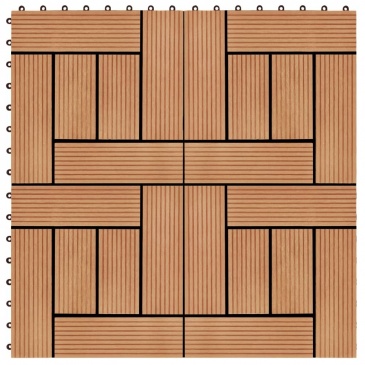 Płytki tarasowe, 22 szt., 30 x 30 cm, 2 m², WPC, kolor tekowy