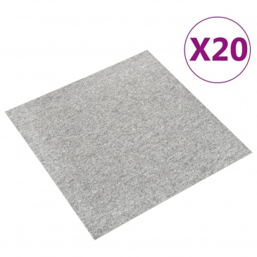 Podłogowe płytki dywanowe, 20 szt., 5 m², 50x50 cm, jasnoszare