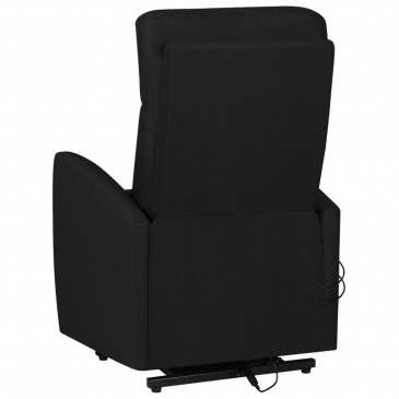 Podnoszony fotel masujący, rozkładany, czarny, obity tkaniną