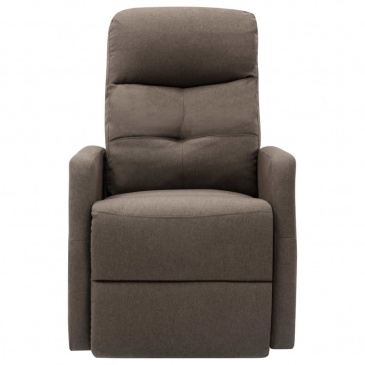 Podnoszony fotel masujący, rozkładany, taupe, tkanina