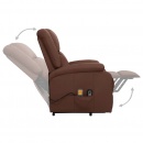 Podnoszony fotel rozkładany, masujący, brązowy, ekoskóra