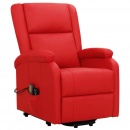 Podnoszony fotel rozkładany, masujący, czerwony, ekoskóra
