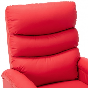 Podnoszony, rozkładany fotel masujący, czerwony, sztuczna skóra