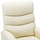 Podnoszony, rozkładany fotel masujący, kremowy, sztuczna skóra