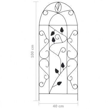 Podpórki do roślin pnących, 3 szt., czarne, 40x100 cm, żelazo