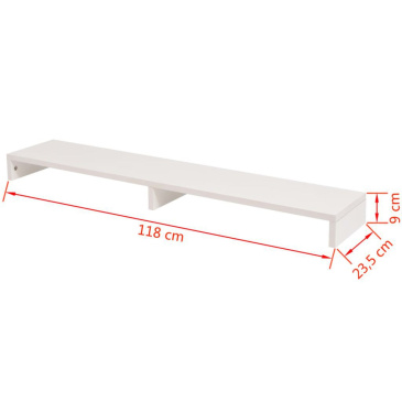 Podstawka pod monitor z płyty wiórowej 118 x 23,5 x 9 cm, biała