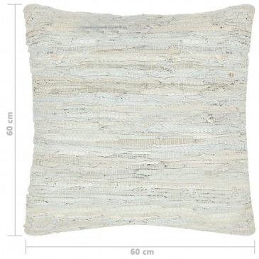 Poduszka Chindi, jasnoszara, 60x60 cm, skóra i bawełna