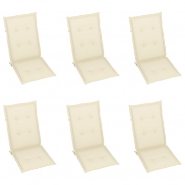 Poduszki na krzesła ogrodowe, 6 szt., kremowe, 120x50x4 cm