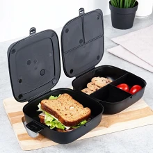 Pojemnik śniadaniowy lunchbox dzielony czarny 2x700 ml Pojemnik śniadaniowy lunchbox dzielony czarny 2x700 ml