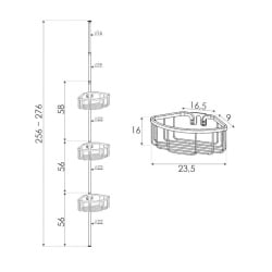 Półka łazienkowa teleskopowa pod prysznic do wanny aluminiowa czarna - yoka