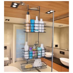 Półka łazienkowa zawieszana pod prysznic potrójna ze stali nierdzewnej czarny - yoka