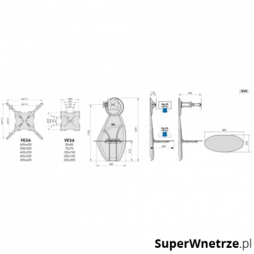 Półka pod Tv z maskownicą Ghost Design 1500 z rotacją czarna