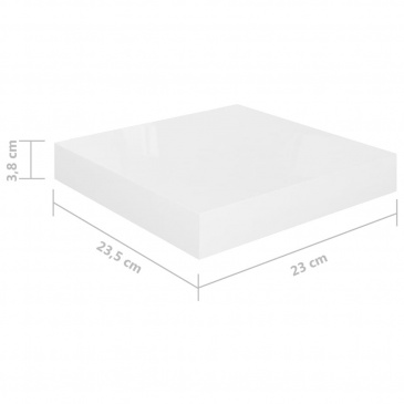 Półka ścienna, biała, wysoki połysk, 23x23,5x3,8 cm, MDF