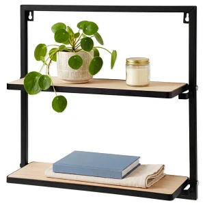 Półka ścienna metalowa czarna 2-poziomowa 40x12x40 cm Półka ścienna metalowa czarna 2-poziomowa 40x12x40 cm