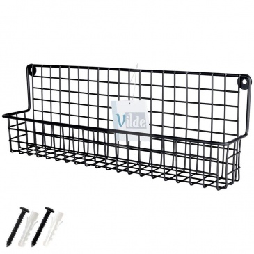 Półka ścienna na przyprawy metalowa czarna loft 39,5x6,5x14cm