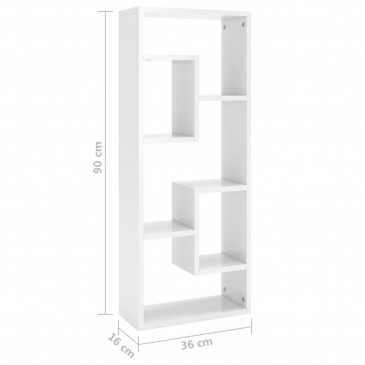 Półka ścienna, wysoki połysk, biała, 36x16x90 cm, płyta wiórowa