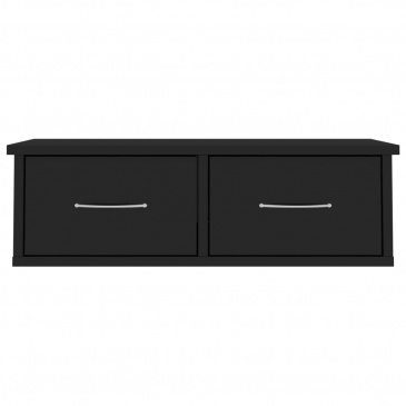 Półka ścienna z szufladami, czarna, wysoki połysk, 60x26x18,5cm