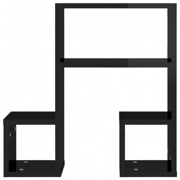 Półki ścienne, 2 szt., wysoki połysk czarne, 50x15x50 cm, płyta