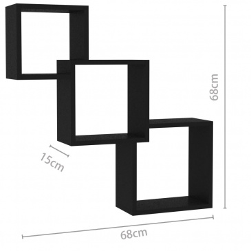 Półki ścienne kostki, czarne, 84,5x15x27 cm, płyta wiórowa