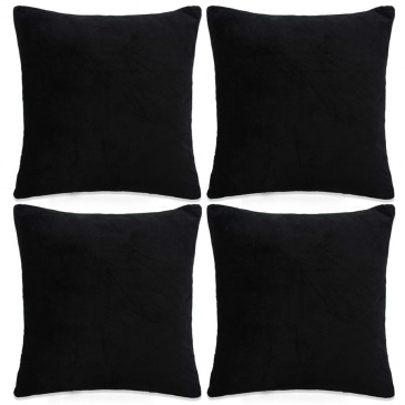 Poszewki na poduszki, 4 szt,. welur, 80x80 cm, czarny
