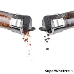 Przyprawnik z obrotowym stojakiem 6szt. Lamart srebrno-czarny