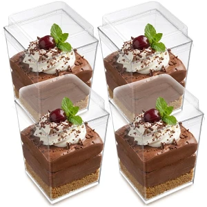 Pucharki na desery, przekąski z pokrywkami 160 ml 4 szt. Pucharki na desery, przekąski z pokrywkami 160 ml 4 szt.