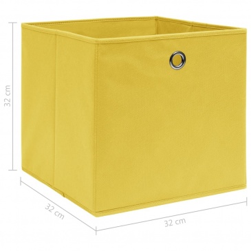Pudełka, 10 szt., żółte, 32x32x32 cm, tkanina